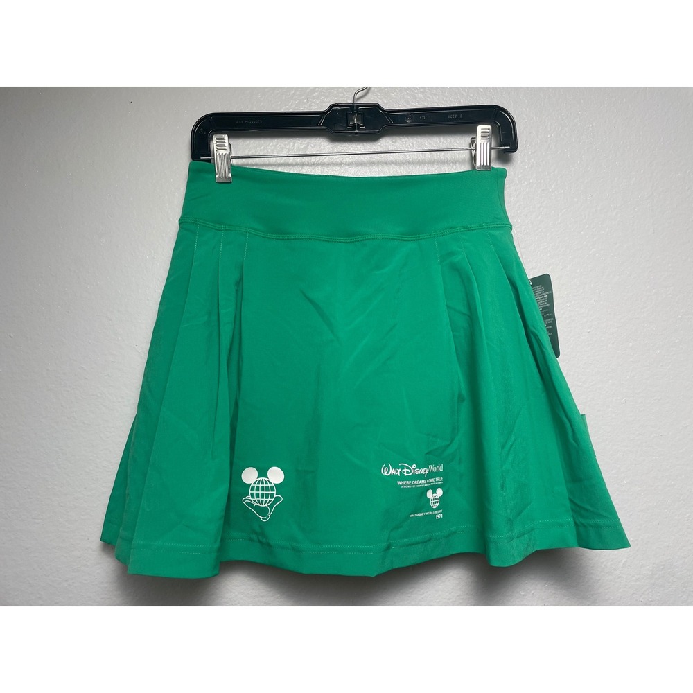 Disney Skort Walt Disney World Pleated Tennis Skirt Small Green Athletic Pocket